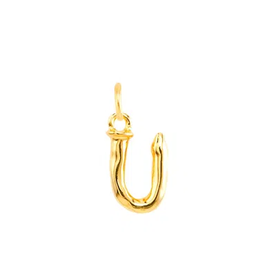 Unode50 Little Alphabetical Metal Alloy Pendant Charms In Gold U