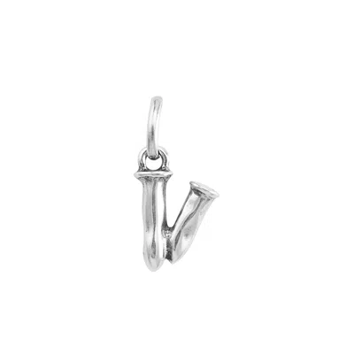 Unode50 Little Alphabetical Metal Alloy Pendant Charms In Silver V