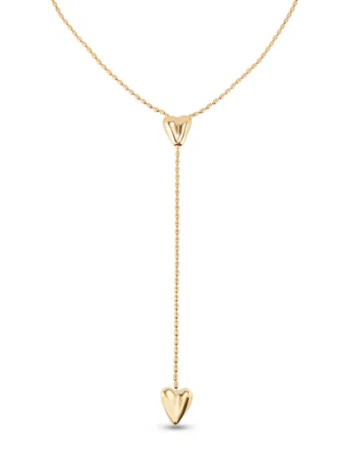 Unode50 Long Adjustable Chain Necklace With Two Hearts In Gold