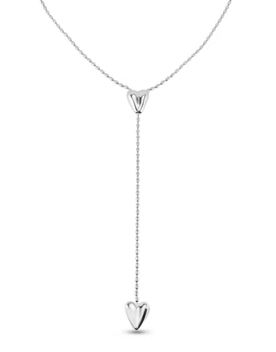 Unode50 Long Adjustable Chain Necklace With Two Hearts In Silver