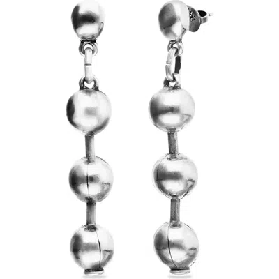 Unode50 Long Ball Earrings Plated In Sterling Silver In Metallic