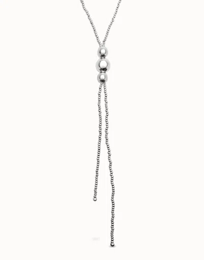 Unode50 Long Bead Necklaces With Three Large Central Beads In Silver