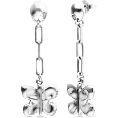 Unode50 Long Butterfly Earrings In Metallic