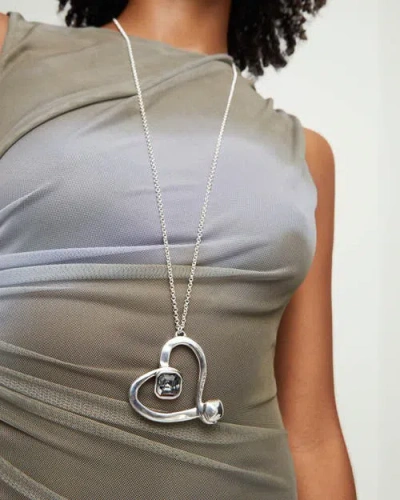 Unode50 Long Heart Pendant Necklace In Silver