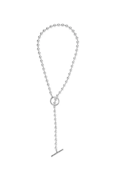 Unode50 Long Link Bead Necklace In Silver