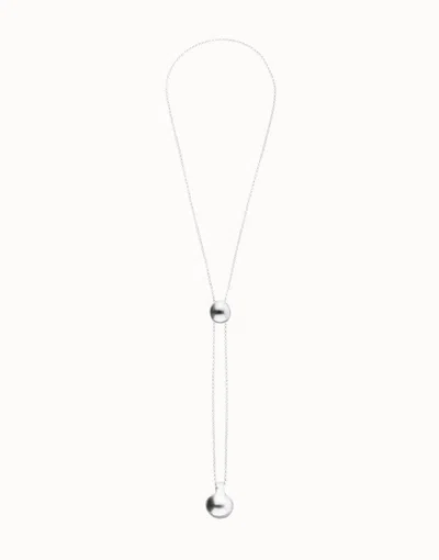 Unode50 Long Necklace With An Adjustable Chain And Two Weights In Metallic