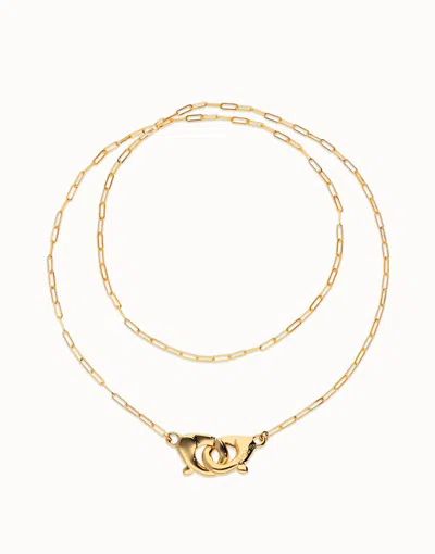 Unode50 Long Necklace With Interlocking Carabiner In Gold
