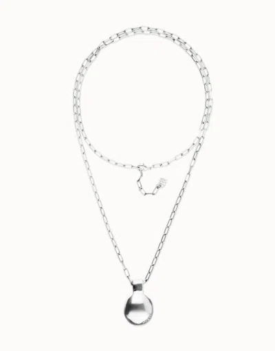 Unode50 Long Necklace With Large Sphere In Silver