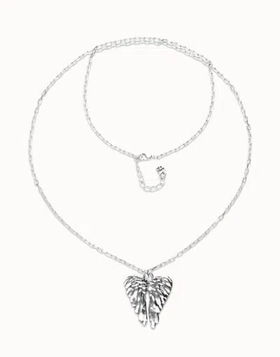 Unode50 Long Necklace With Wing Detail In Silver
