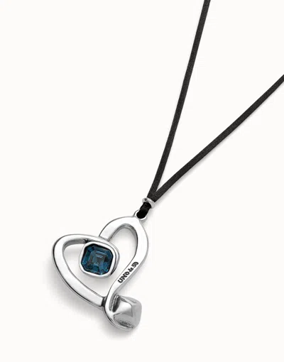 Unode50 Long Pendant And Central Heart With Blue Crystal