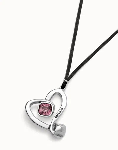 Unode50 Long Pendant And Central Heart With Pink Crystal