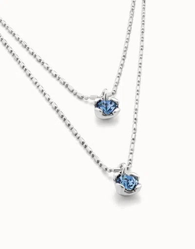 Unode50 Long Pendant Chain Necklace With Crystals In Blue
