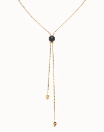 Unode50 Long Pendant  Necklace With Central Black Murano Glass