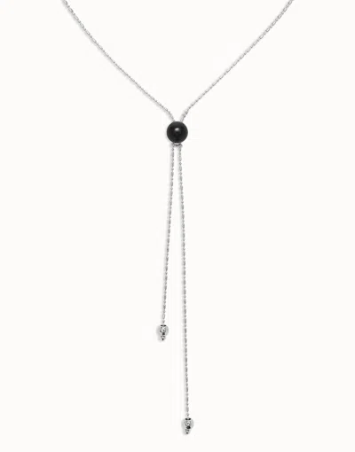 Unode50 Long Pendant  Necklace With Central Black Murano Glass
