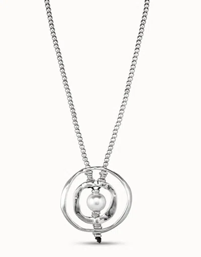 Unode50 Long Pendant Necklace With Pearl In Blue