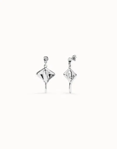 Unode50 Manta Ray-shaped Drop Earrings In Silver