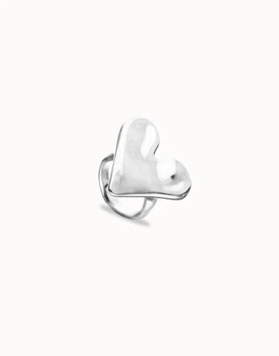 Unode50 Maxi Ring With Heart Shape In Silver