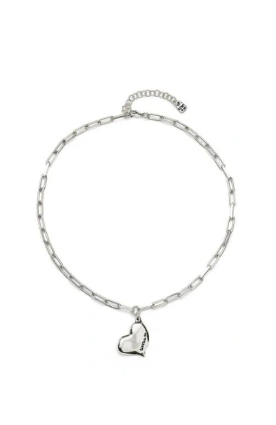 Unode50 Medium Heart Link Necklace In Silver
