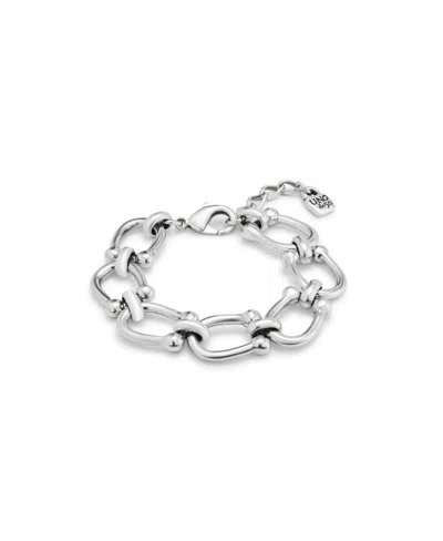 Unode50 Medium Sized Oval Links Metal Alloy Bracelet In Silver