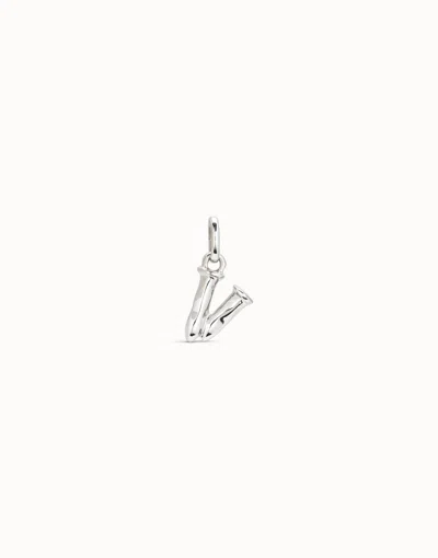 Unode50 Medium V Initial Charm In Silver