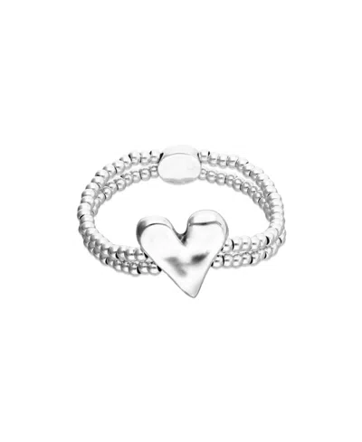 Unode50 Metal Alloy Bracelet Plated In Sterling Silver With Heart Detail In Gray