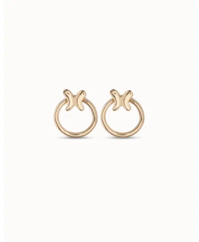 Unode50 Metal Alloy Butterfly Hoop Earrings In Gold