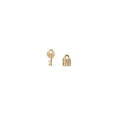 Unode50 Metal Alloy Mismatch Stud Earrings In Gold