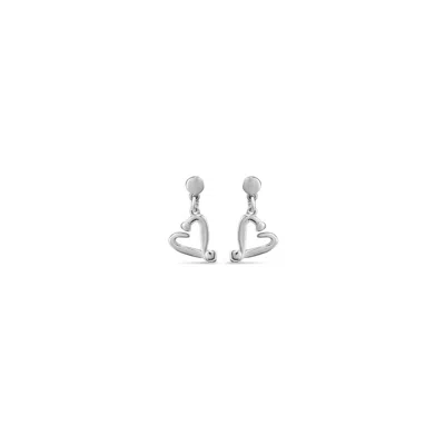 Unode50 Metal Alloy Nailed Heart Earrings In Silver