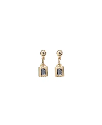 Unode50 Metal Alloy Padlock Shaped Earrings In Gold