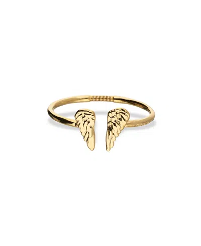 Unode50 Metal Alloy Rigid Bracelet Pleated In 18k Gold With Wings Detail On The Ends