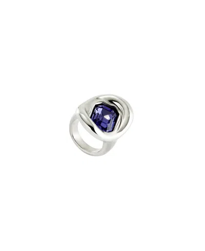 Unode50 Metal Alloy Ring Plated Sterling Silver With Purple Faceted Glass In Metallic