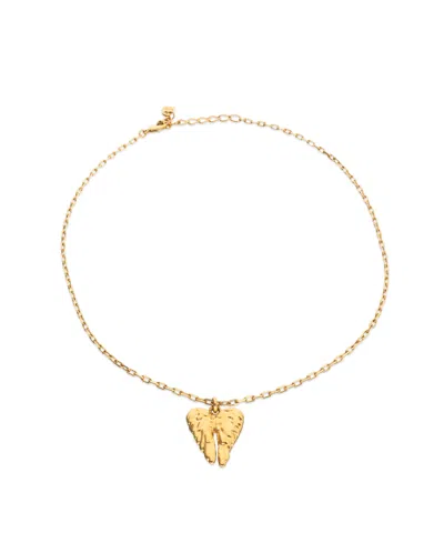 Unode50 Metal Alloy Short Necklace Pleated In Gold 18k With Wings Detail