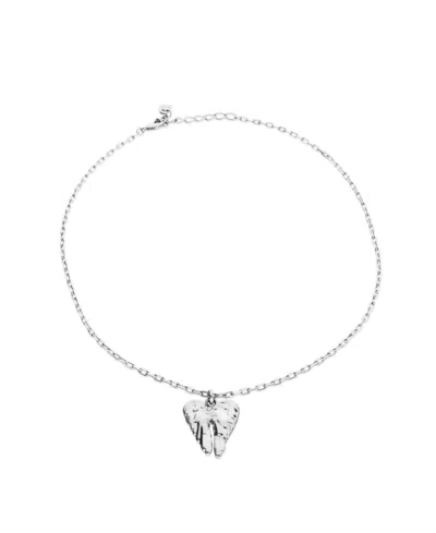 Unode50 Metal Alloy Short Necklace Pleated In Gold 18k With Wings Detail In Silver