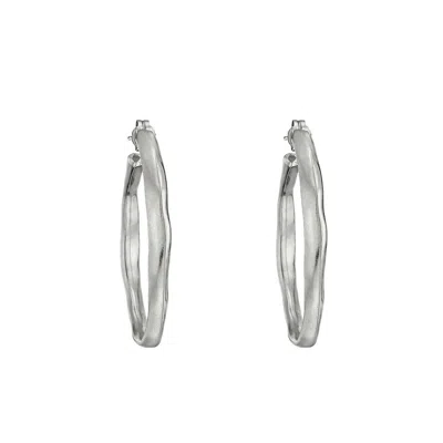 Unode50 Metal Clad Open Hoop Earrings In Silver