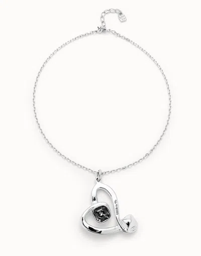 Unode50 Midsize Chain Pendant Necklace With A Large Heart In Black