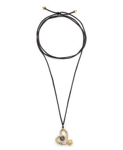 UNODE50 MODERN 18 K PLATED NECKLACE WITH HEART FACETED CRYSTAL