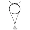 Unode50 Modern Silver Necklace With Heart Faceted Crystal In Black