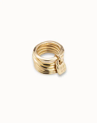 Unode50 Multi Row Ring With A Charm In Gold