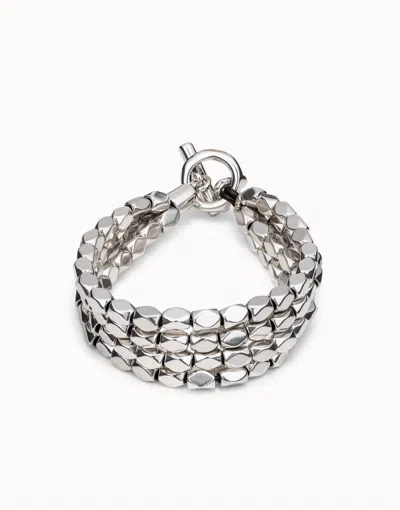 Unode50 Multi Strand Beaded Stretch Bracelet In Silver