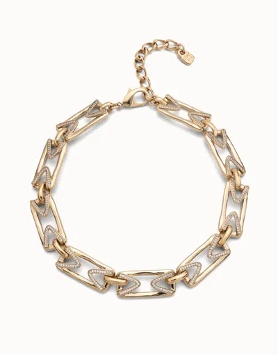 Unode50 Multi Strand Chain Necklace With Topaz In White