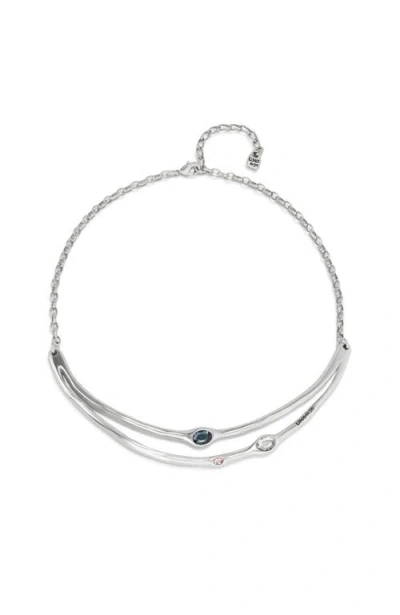 Unode50 Multicolor Rigid Crystal Necklace In Silver