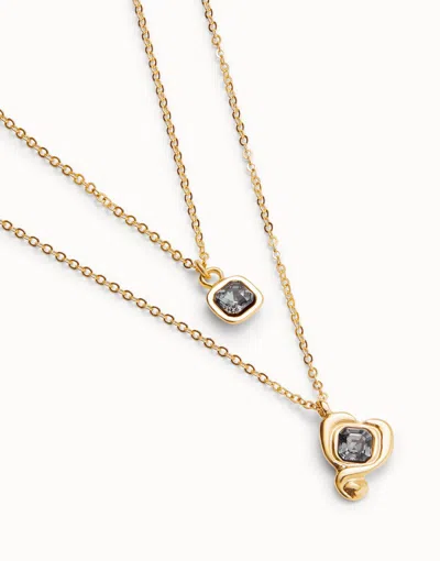 Unode50 Multi-layer Pendant Link Chain Necklace With Heart Charm In Gold