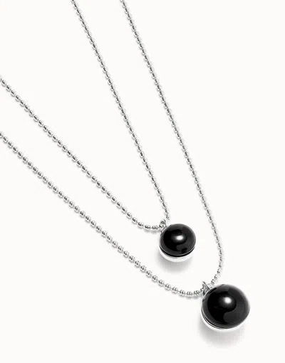 Unode50 Multi-layer Pendant Link Necklace With Black Murano Glass