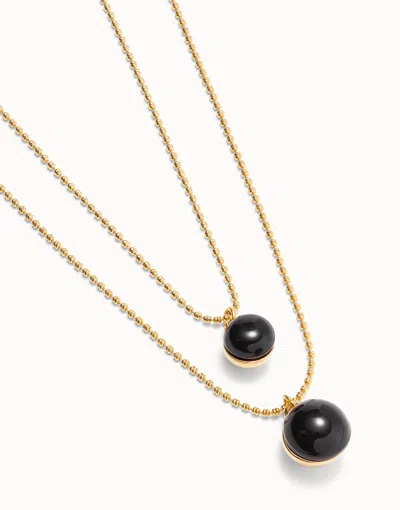 Unode50 Multi-layer Pendant Link Necklace With Black Murano Glass