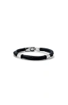 Unode50 Multiple Leather Bracelet With 2 Circumferences Plated In Silver