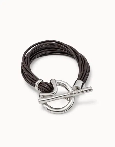 Unode50 Multi-strand Leather Bracelet In Silver