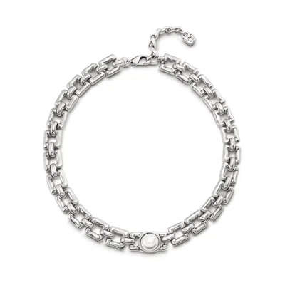 Unode50 Murano Accent Square-link Necklace In Silver