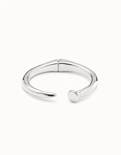 Unode50 Nail Shaped Bangle Bracelet In Silver
