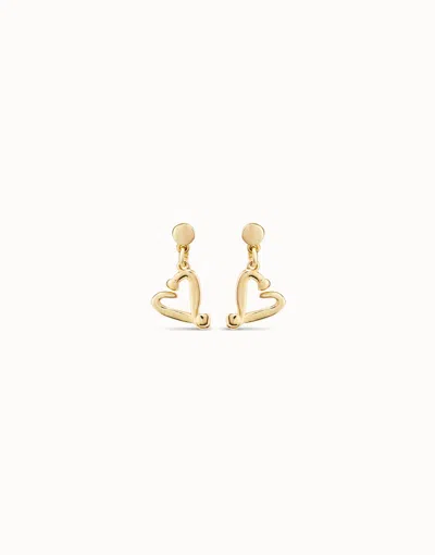 Unode50 Pendientes Bañados En Oro De 18k Con Forma De Corazón Clavado In Gold