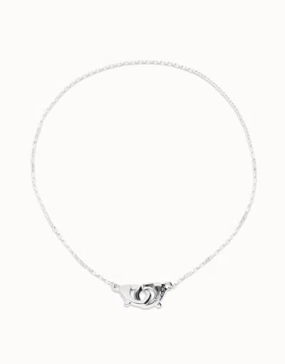 Unode50 Necklace With Intertwined Carabiner Detail In Silver